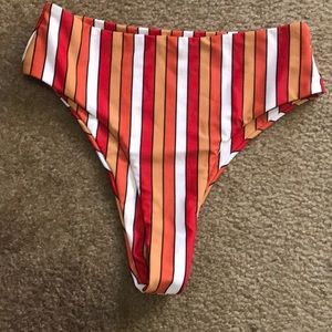 Stripe high cut bikini bottom